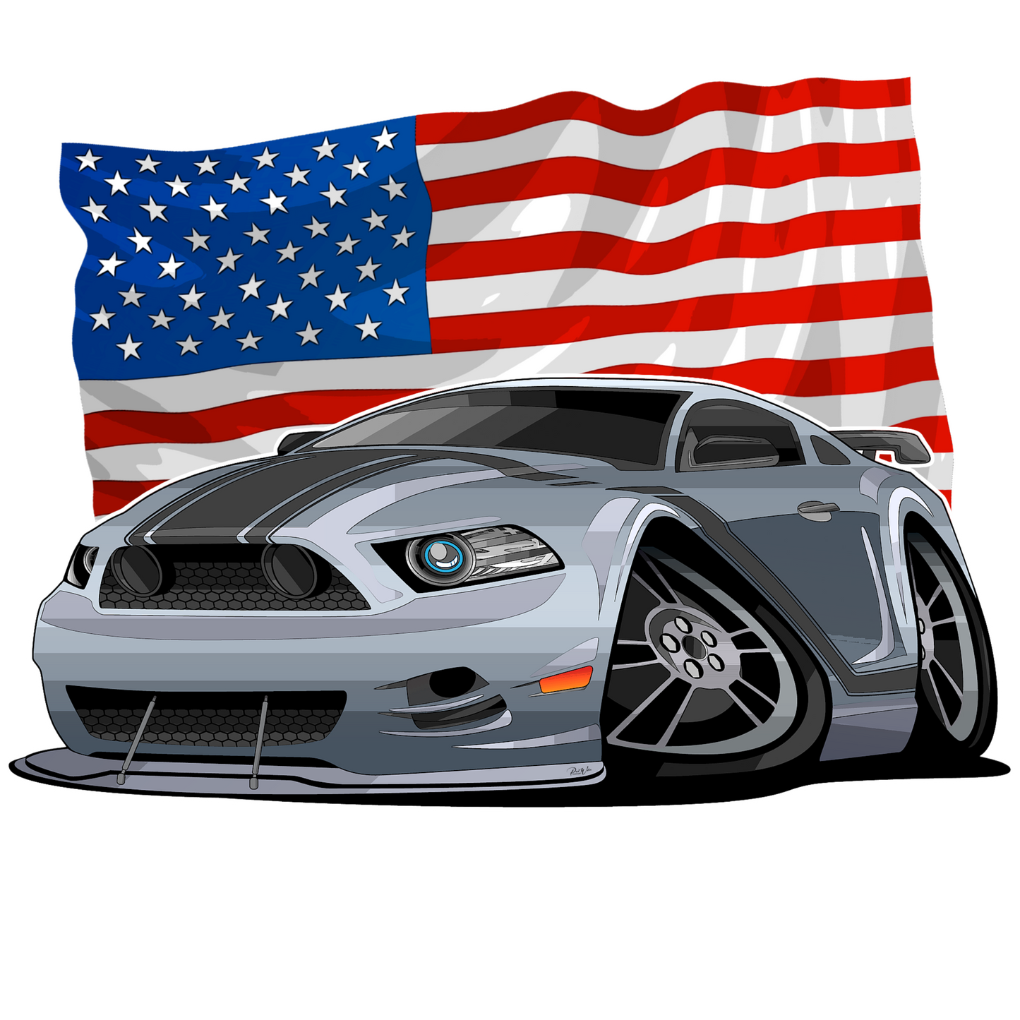 Hot Rod Mustang Cartoon Style - Image