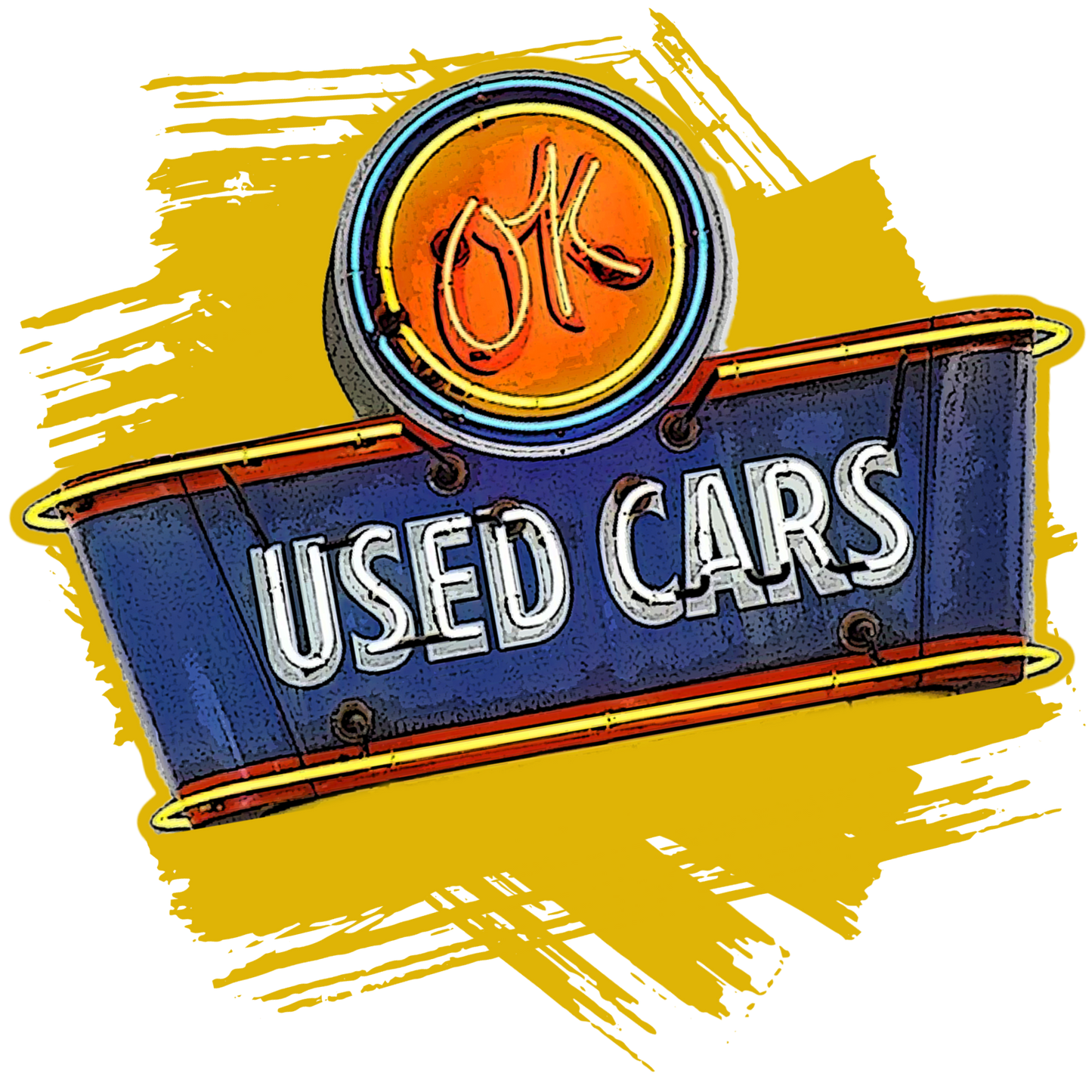 OK Used Cars Neon Vintage Sign - Image