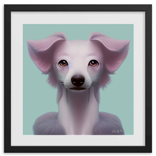 Triadic Pastel Tones, Beautiful Whippet Dog Framed Photo Poster - 16" x 16"