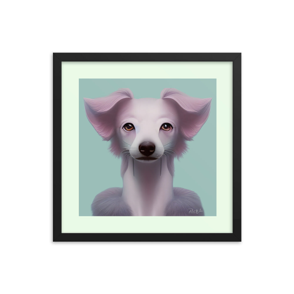 Triadic Pastel Tones, Beautiful Whippet Dog Framed Photo Poster - 16" x 16"