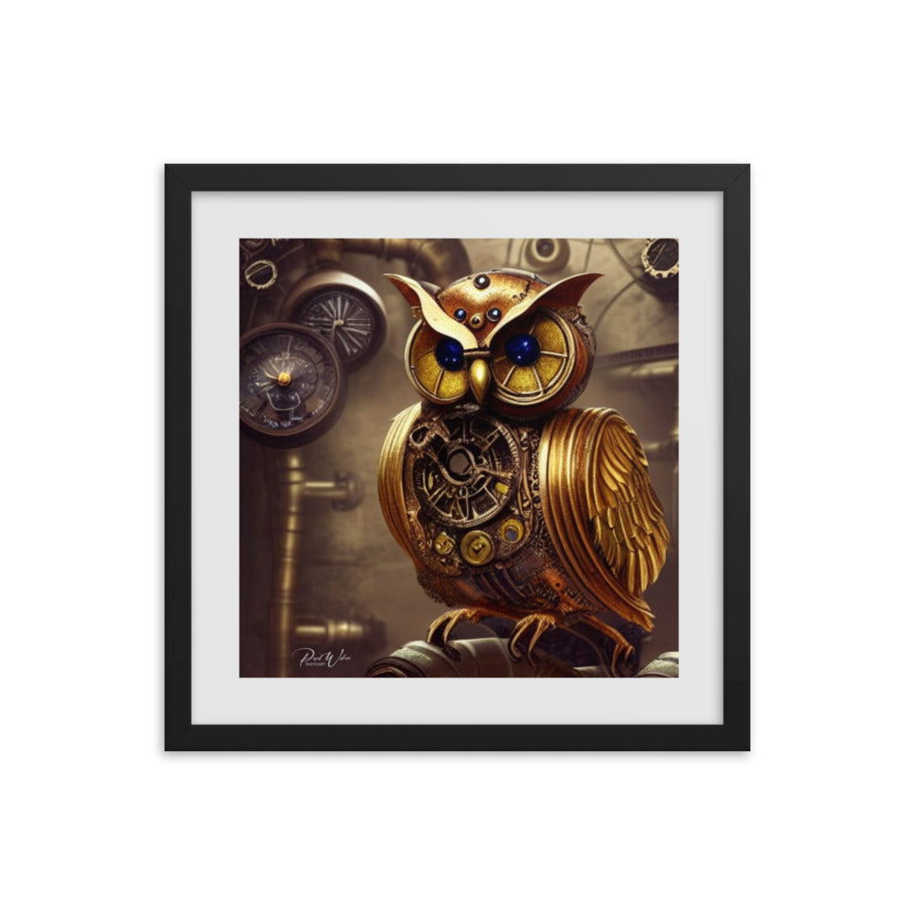 Steampunk Owl Framed Photo Poster - 16" x 16"