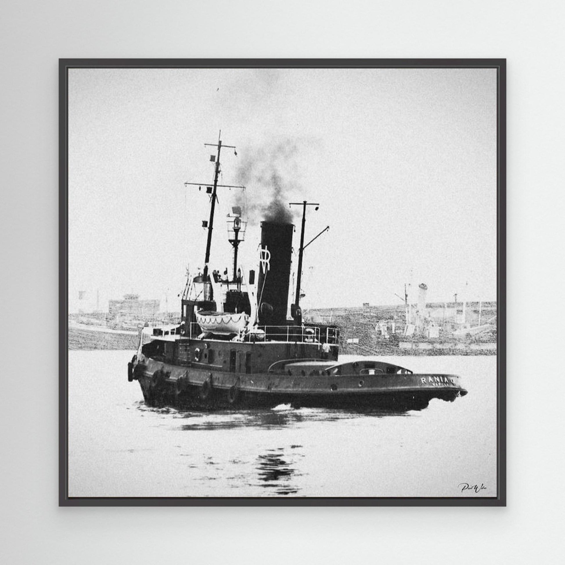 Tug Boat - Naples, Italy - Framed Canvas Print