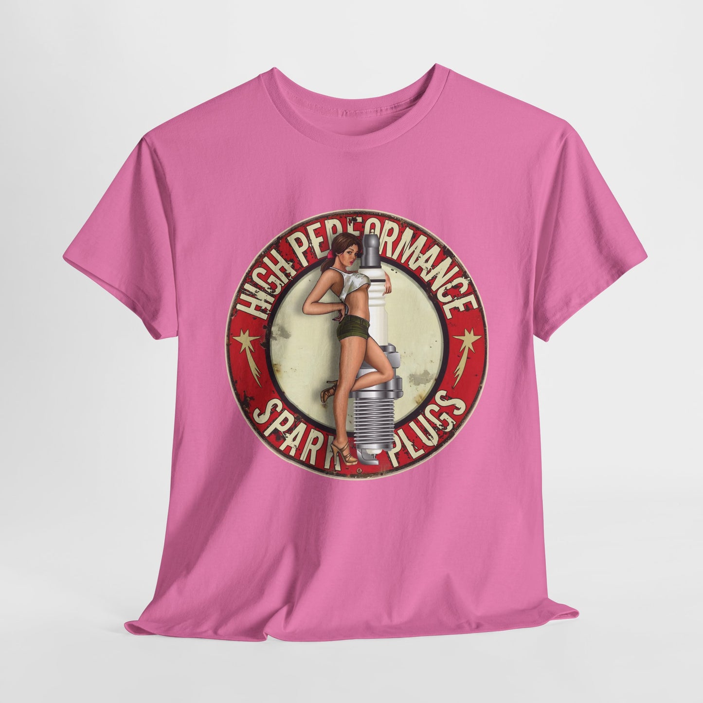 High Performance Spark Plugs Pinup Girl  Unisex Heavy Cotton T-Shirt