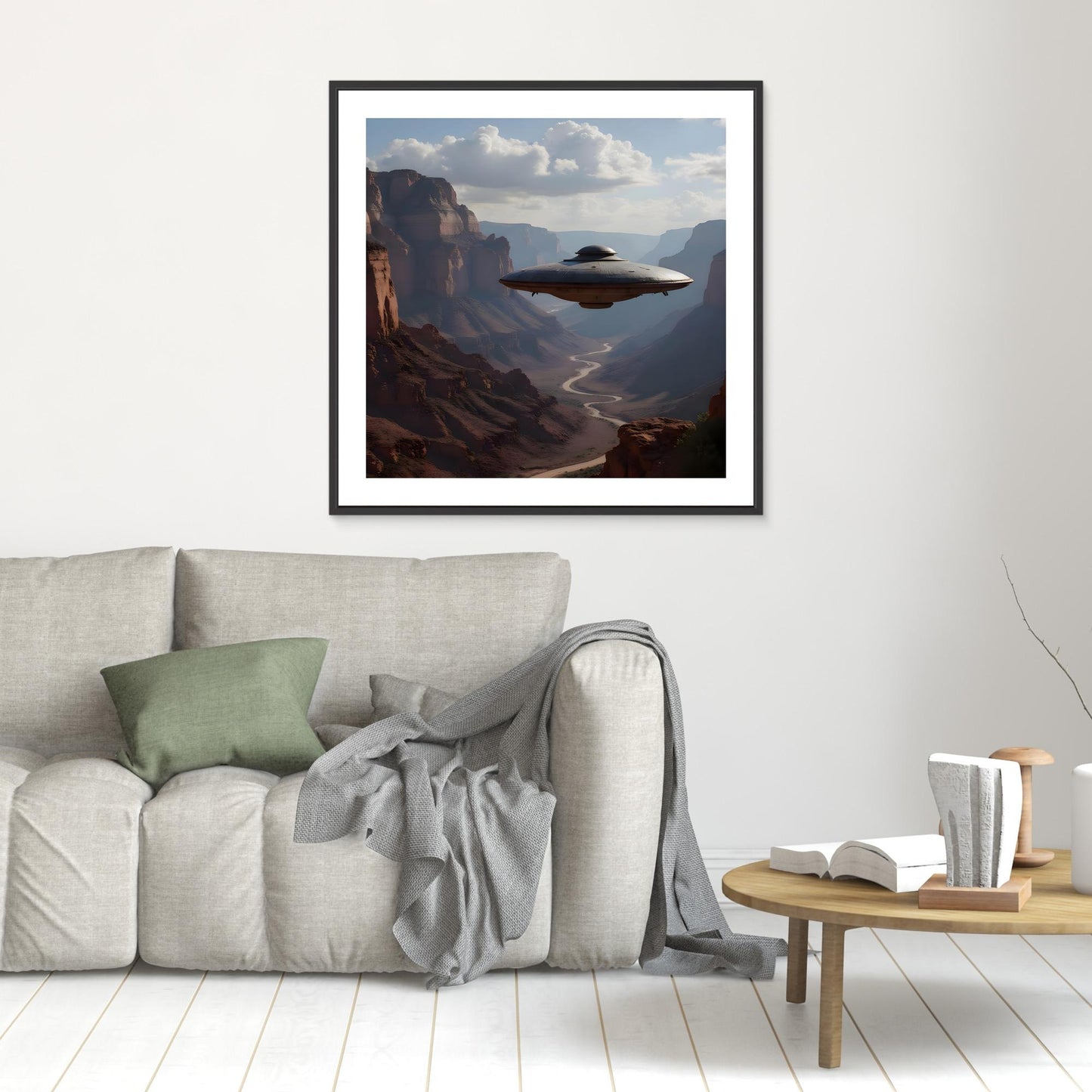 UFO Over the Grand Canyon – Framed Canvas Art