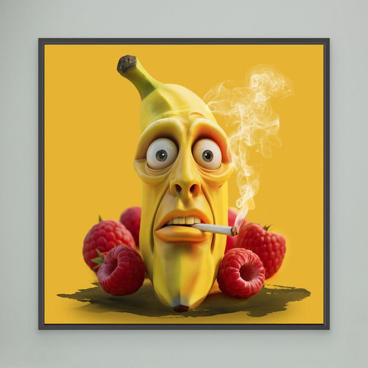 Funny Smokin' Banana — Framed Canvas Print
