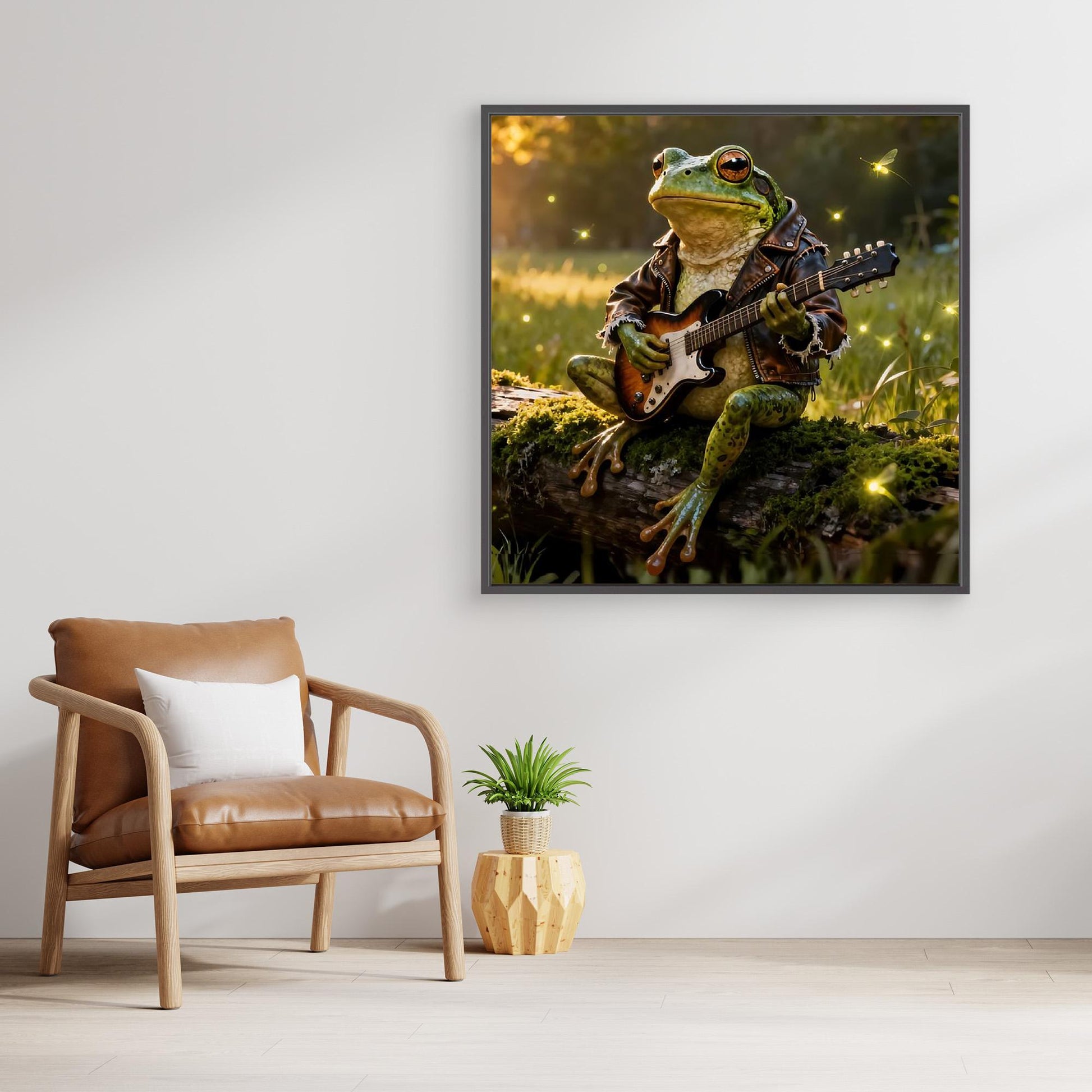 Woodland Guitarist — Framed Canvas Print