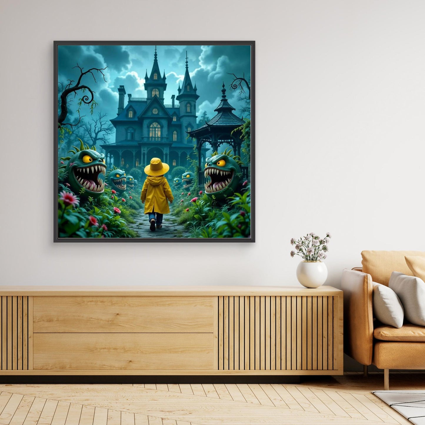 The Creepy Garden — Haunted Fantasy Framed Canvas Print