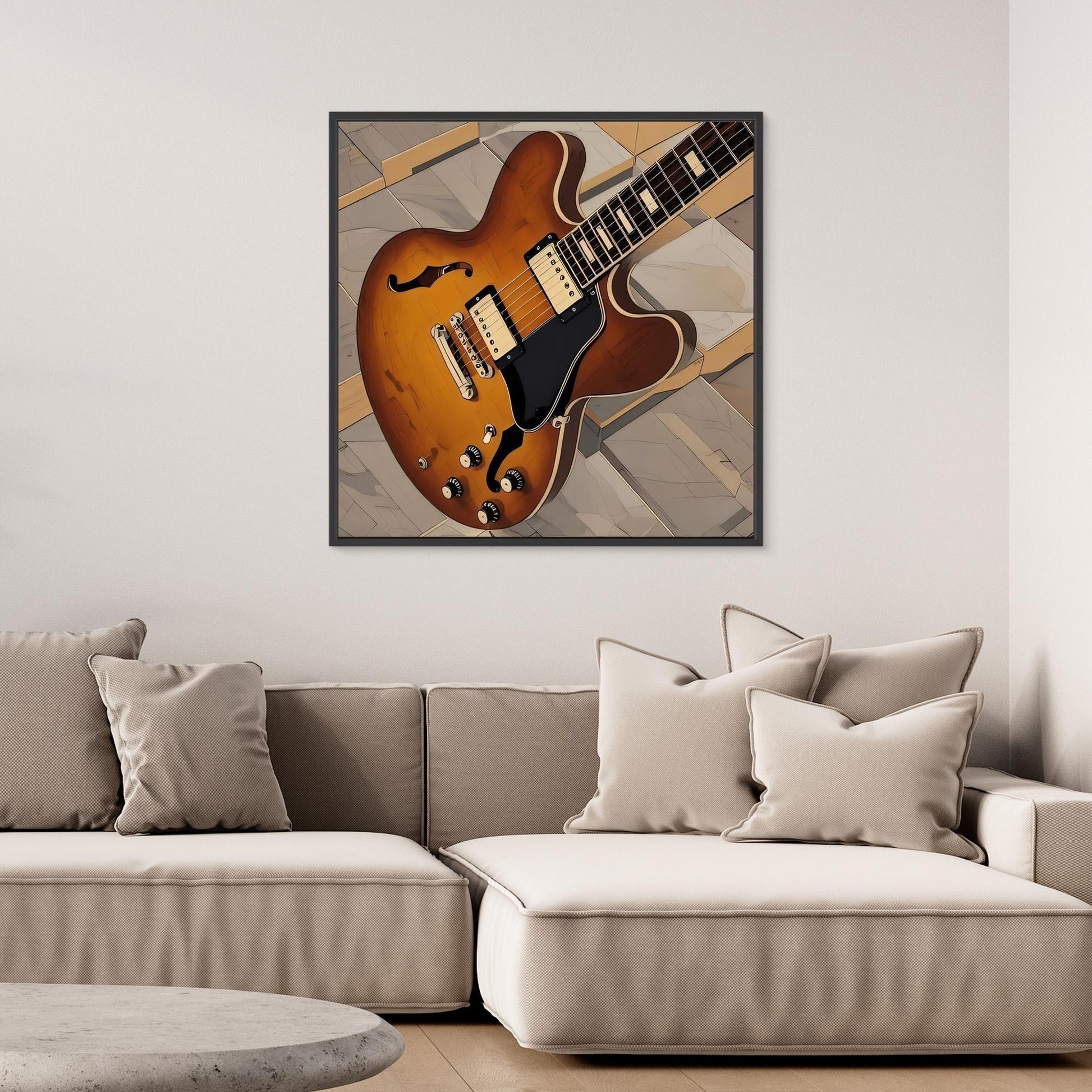 Gibson ES Electric Guitar — Framed Canvas Print