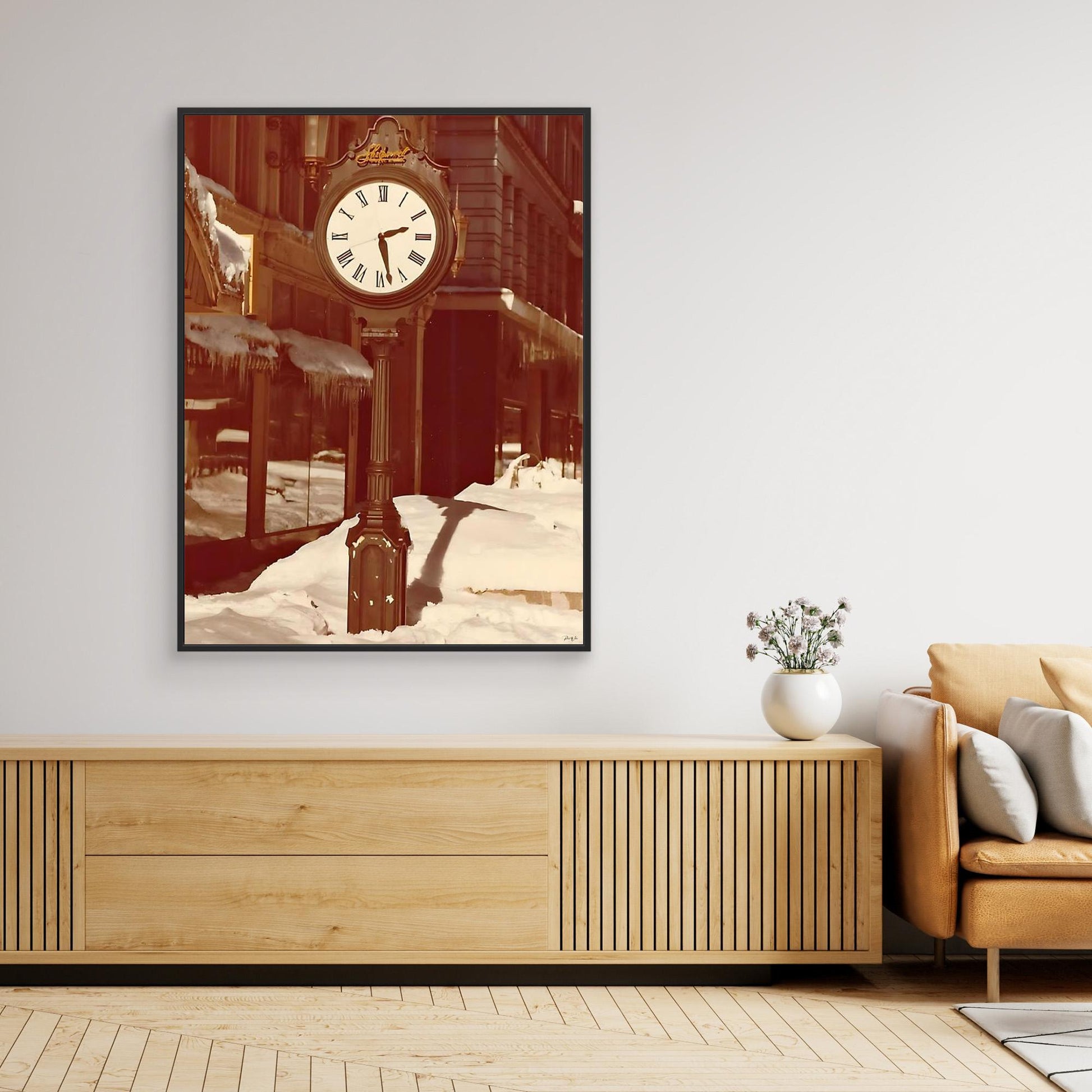 Meet Me Under the Clock - Framed Canvas Print