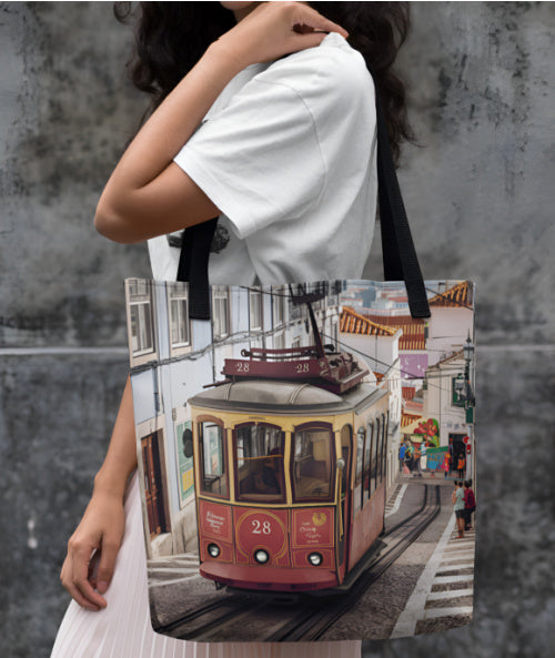 Lisbon Trolley #28 Tote Bag