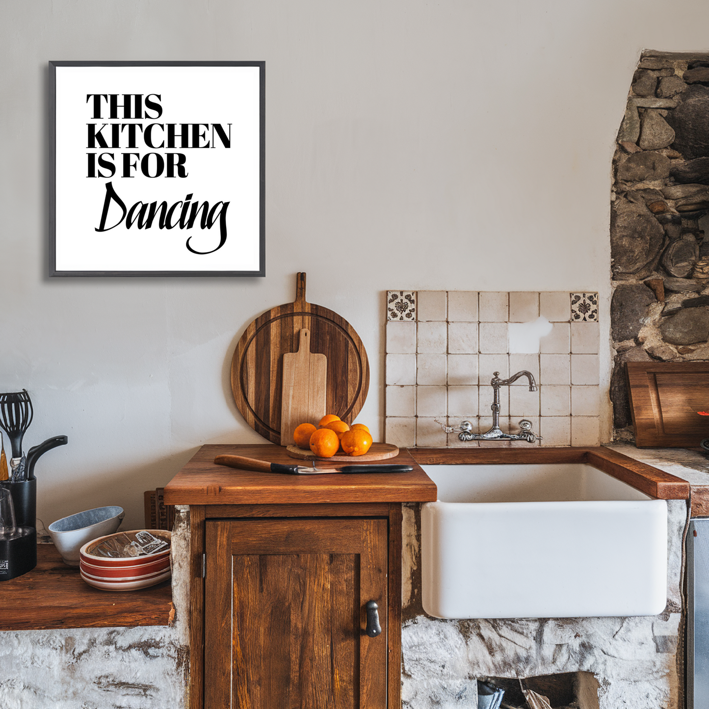 This Kitchen Is For Dancing - Framed Canvas Print