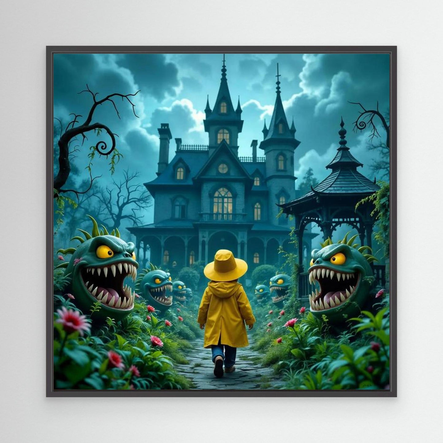 The Creepy Garden — Haunted Fantasy Framed Canvas Print