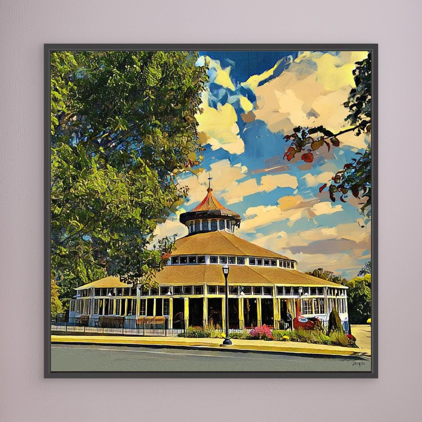 Crescent Park Carousel — Framed Canvas Print