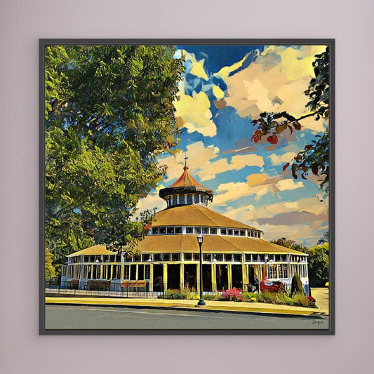 Crescent Park Carousel — Framed Canvas Print