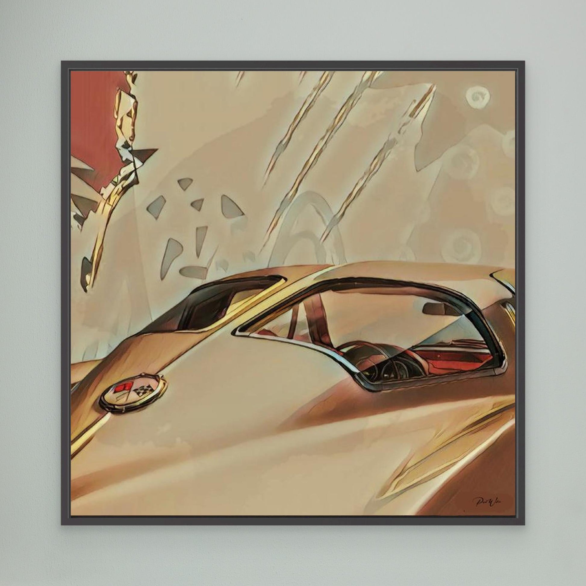 Split Window Dream — Classic Corvette - Framed Canvas Print 