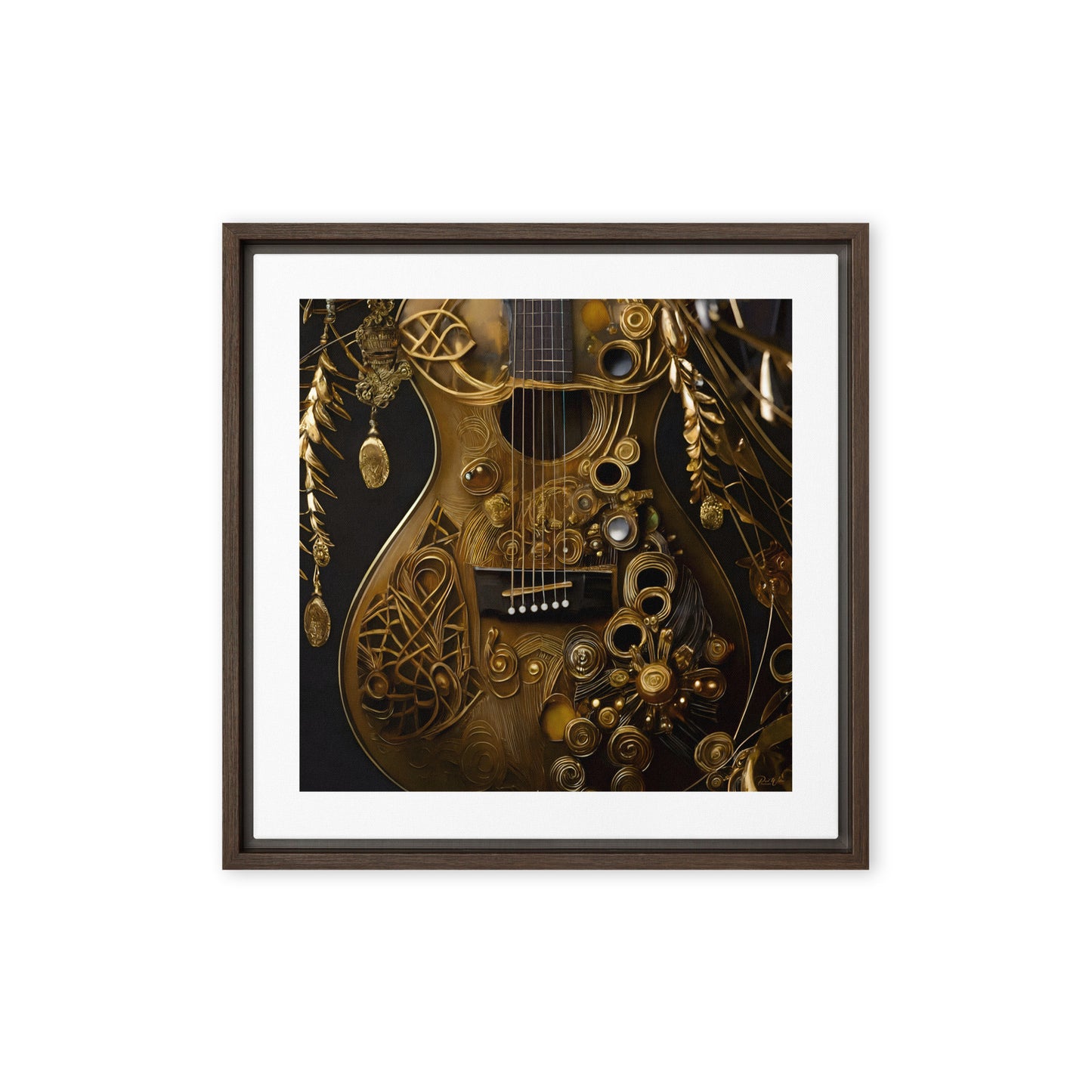 Steampunk Guitar Framed Canvas