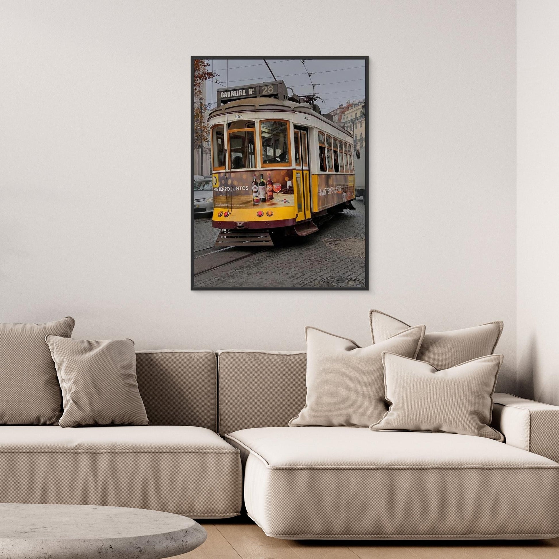 Lisbon Portugal Trolley - Framed Canvas Print