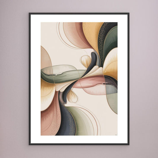 Modern Neutral Abstract Wall Art – Framed Canvas Print