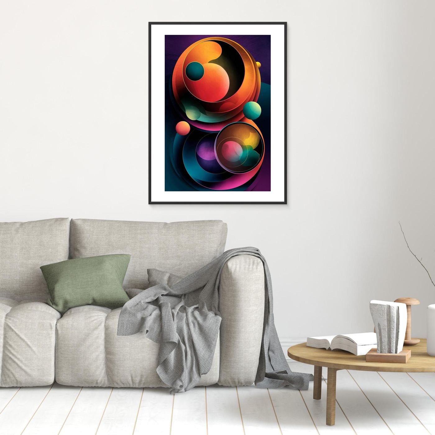 Vibrant Geometric Abstract Wall Art – Framed Canvas Print
