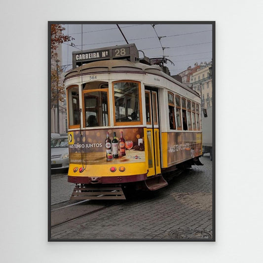 Lisbon Portugal Trolley - Framed Canvas Print