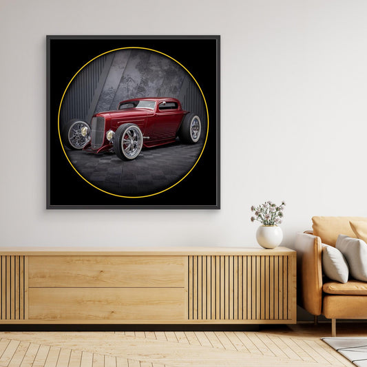Crimson Hot Rod - Framed Canvas Print