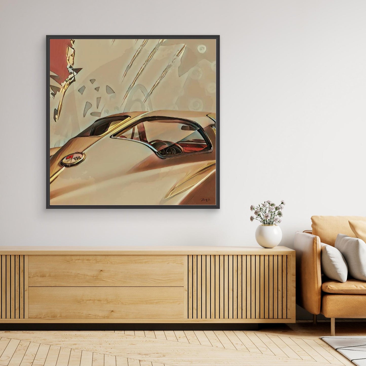 Split Window Dream — Classic Corvette - Framed Canvas Print 