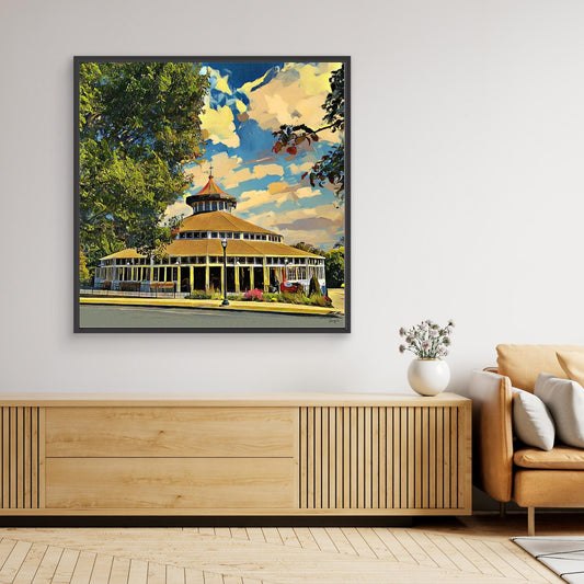 Crescent Park Carousel — Framed Canvas Print