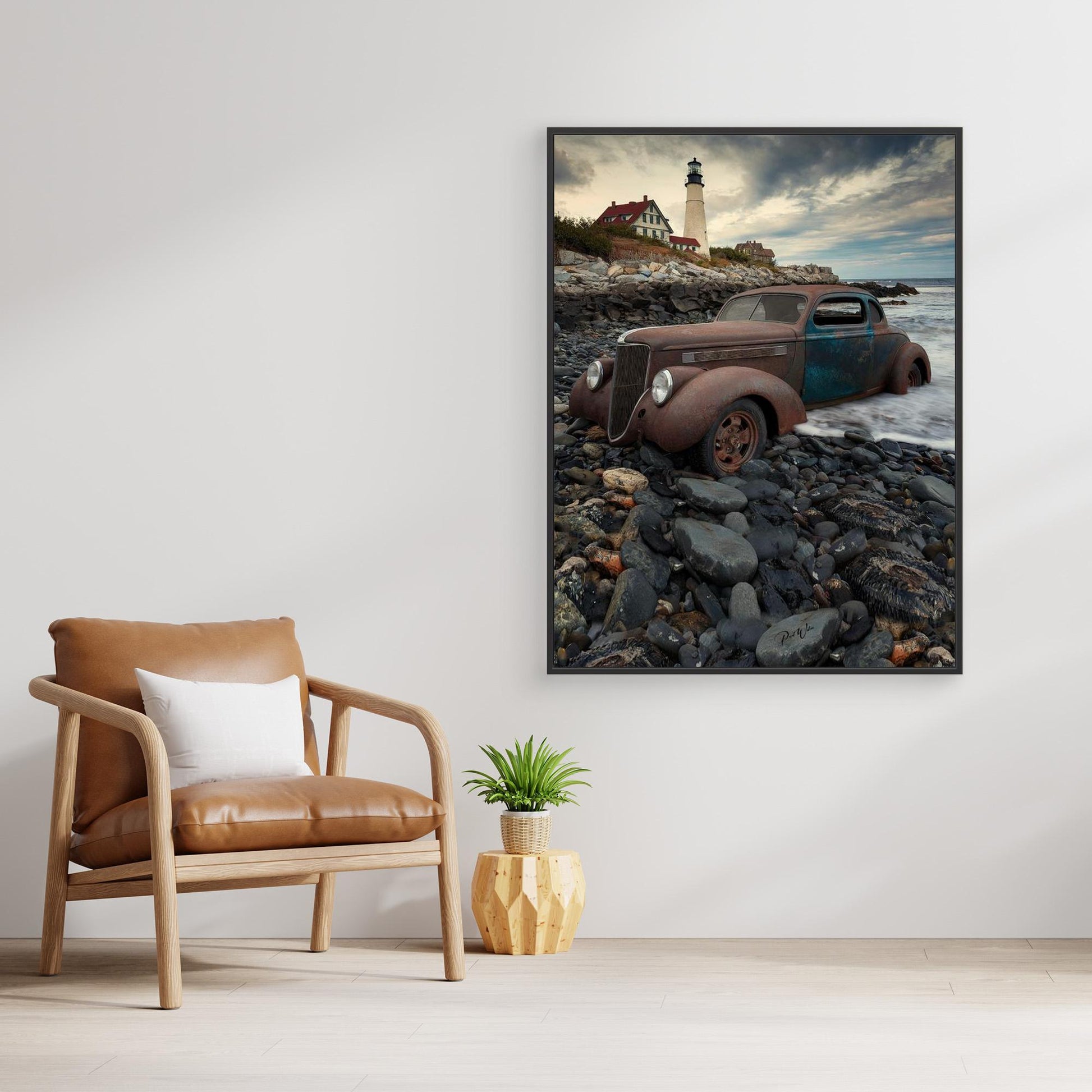 Abandoned on the Coast — Framed Canvas Print