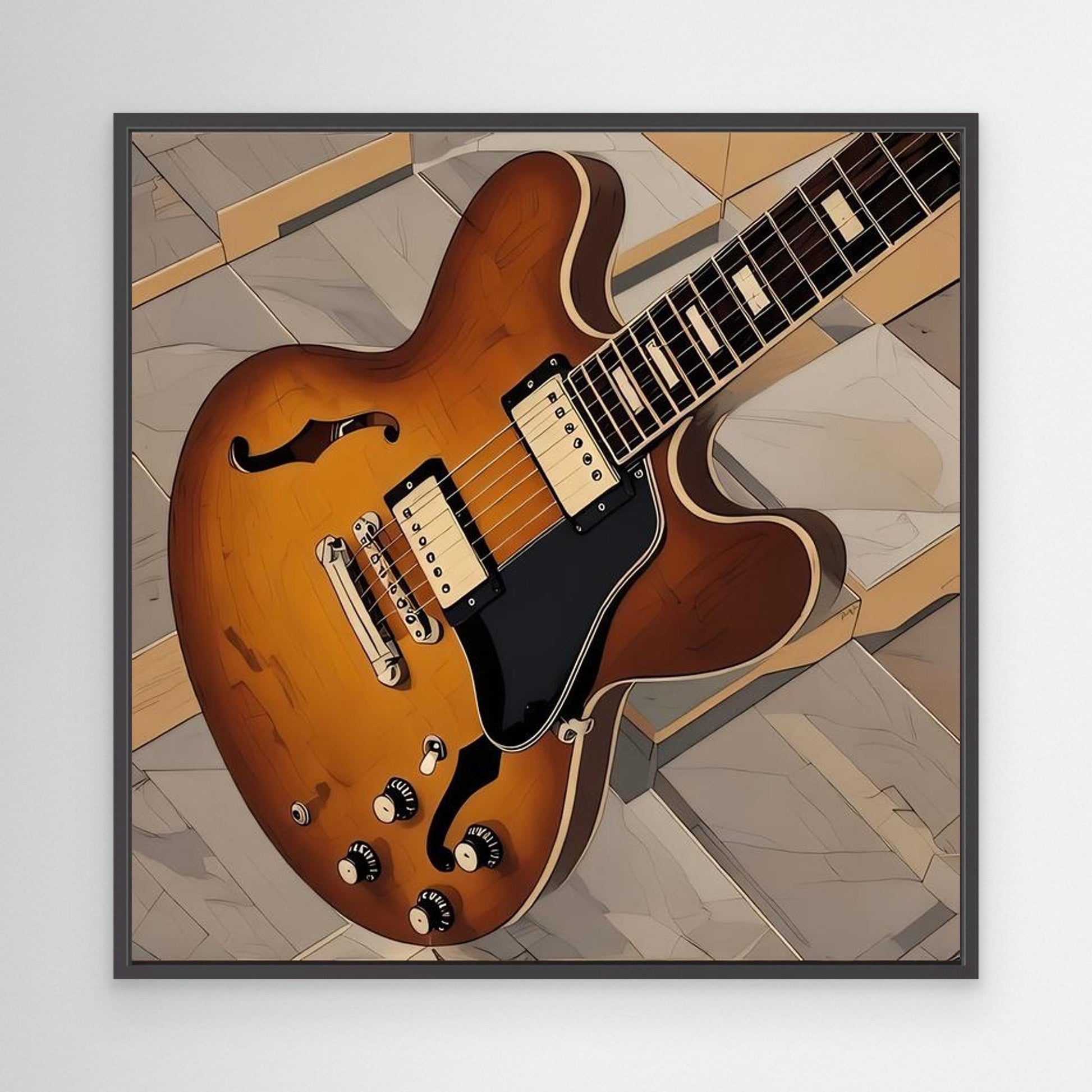 Gibson ES Electric Guitar — Framed Canvas Print