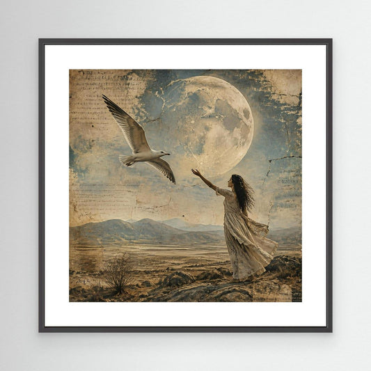 Reach for the Moon – Framed Canvas Print