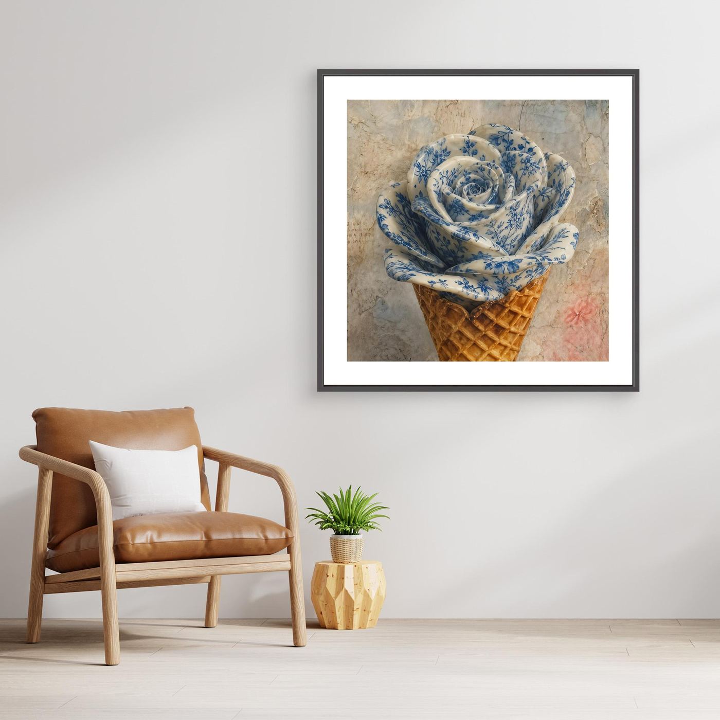 Azulejo Bloom – Framed Canvas Print