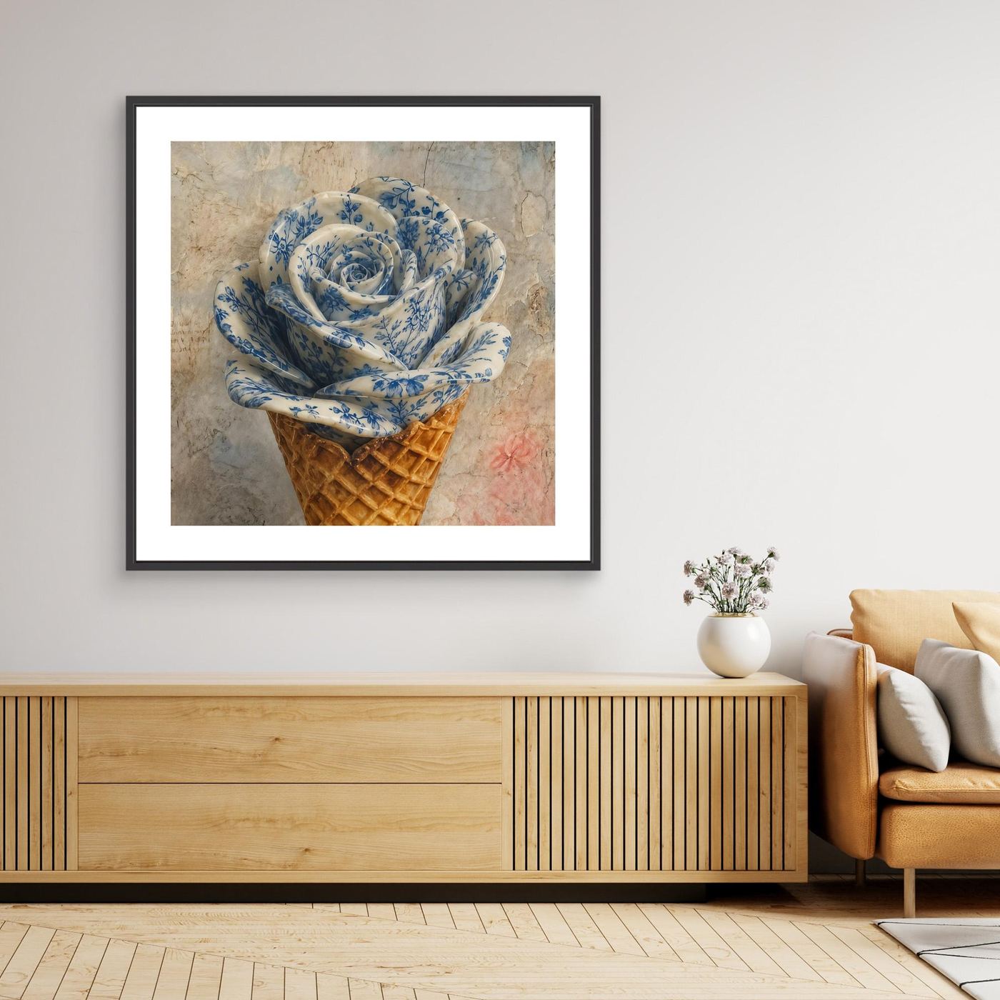 Azulejo Bloom – Framed Canvas Print