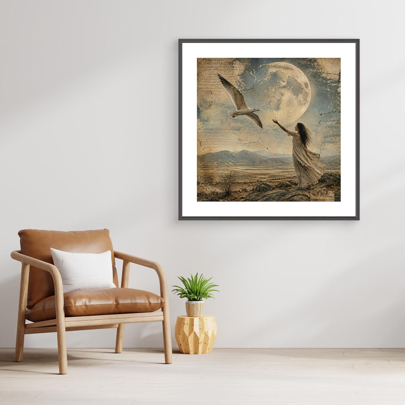 Reach for the Moon – Framed Canvas Print
