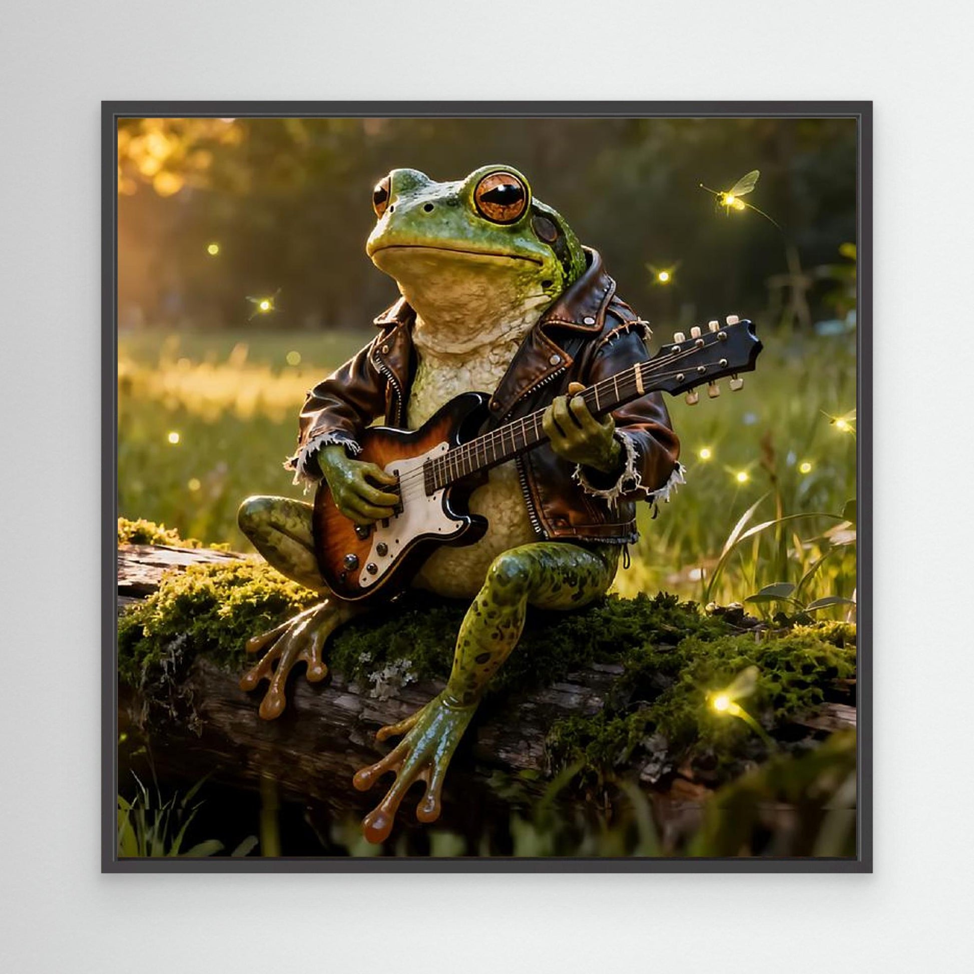 Woodland Guitarist — Framed Canvas Print