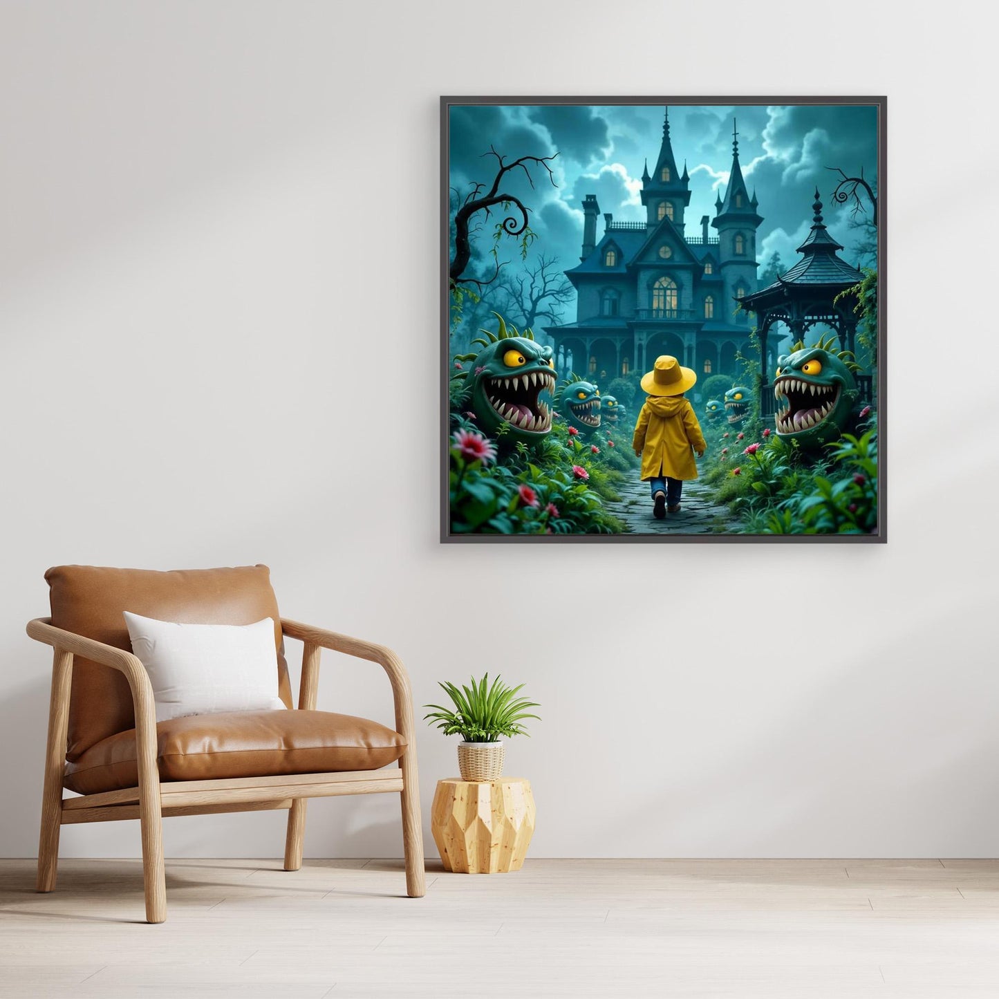 The Creepy Garden — Haunted Fantasy Framed Canvas Print
