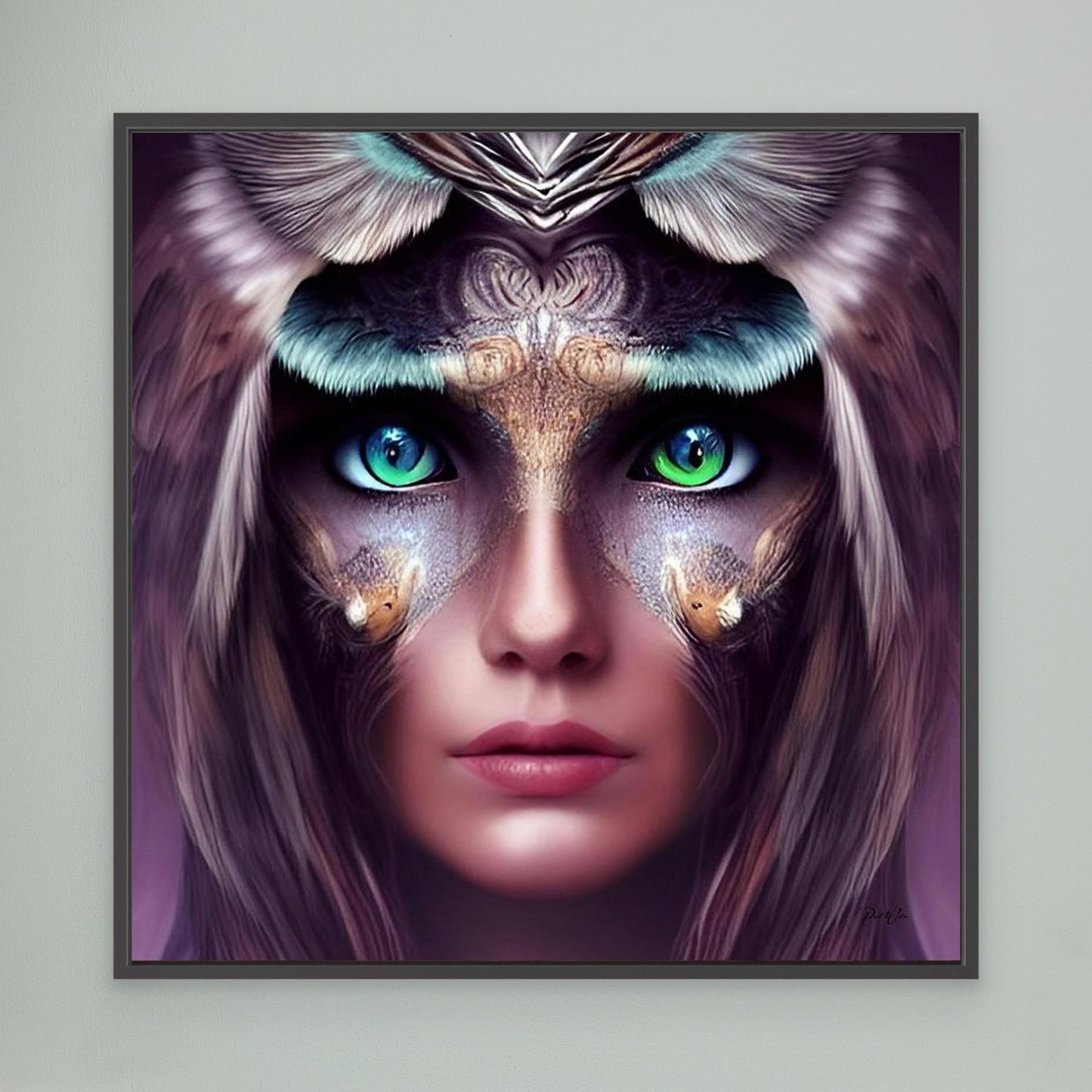 Owl Woman — Mystical Framed Canvas Print