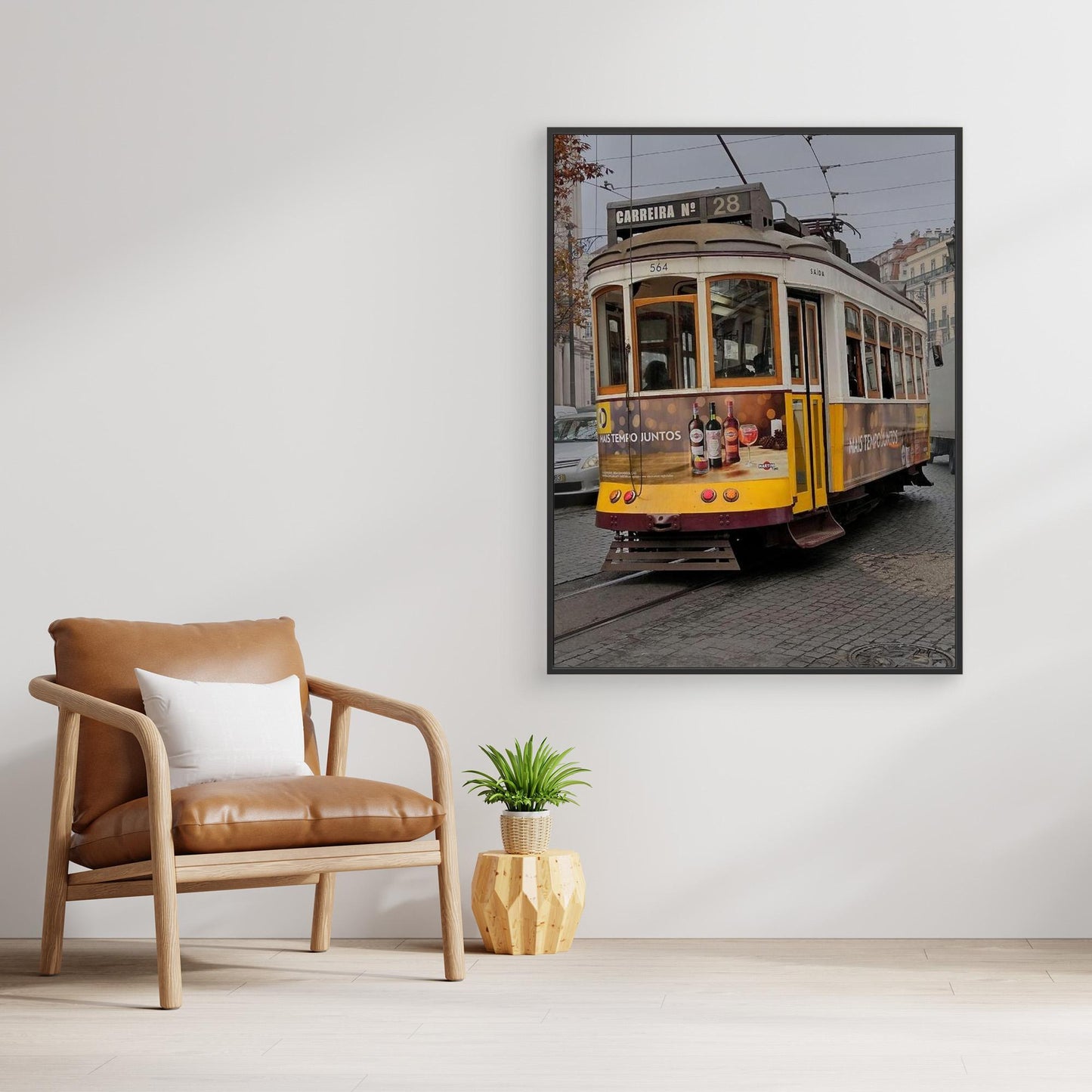 Lisbon Portugal Trolley - Framed Canvas Print