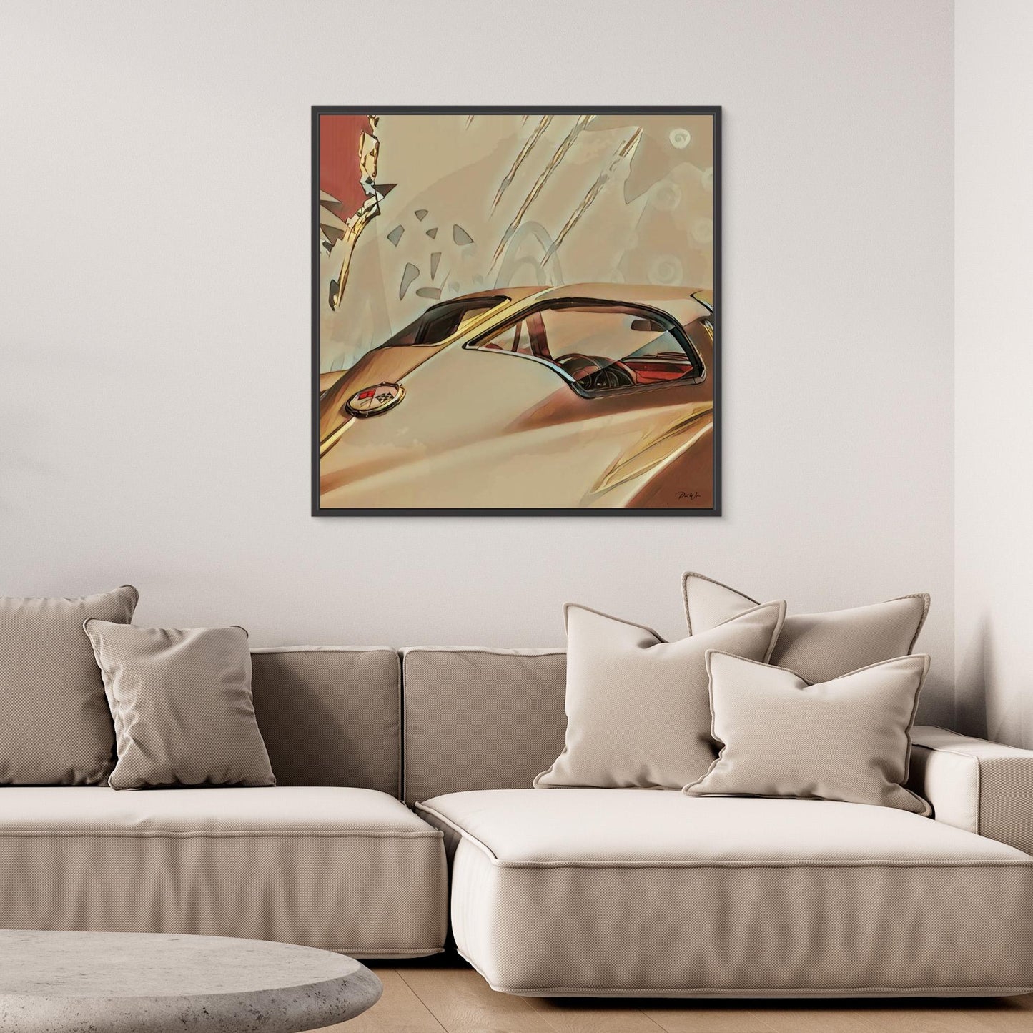 Split Window Dream — Classic Corvette - Framed Canvas Print 