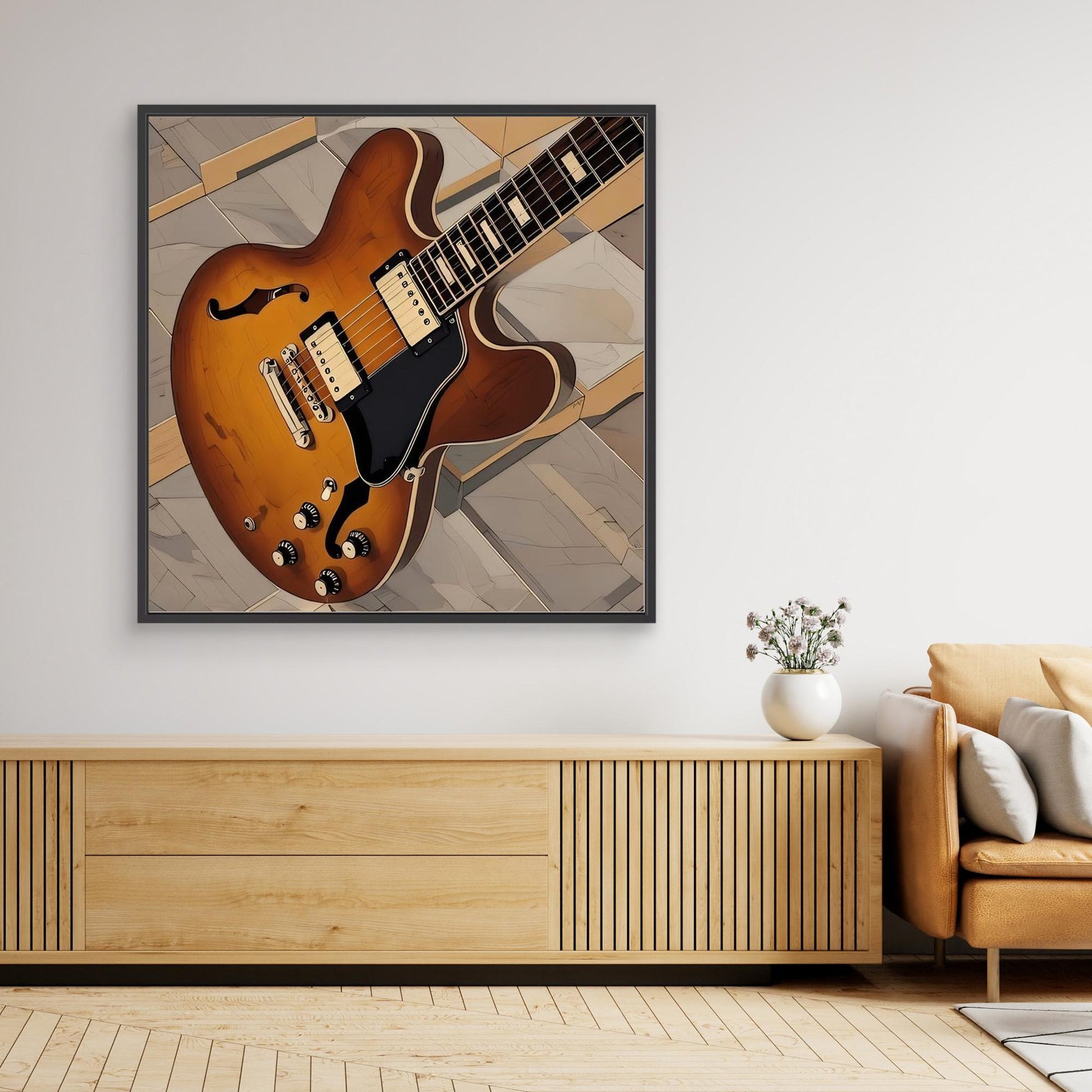 Gibson ES Electric Guitar — Framed Canvas Print