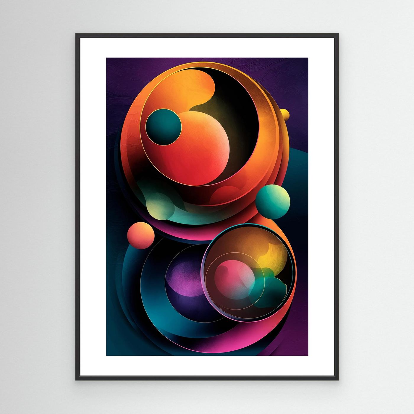 Vibrant Geometric Abstract Wall Art – Framed Canvas Print