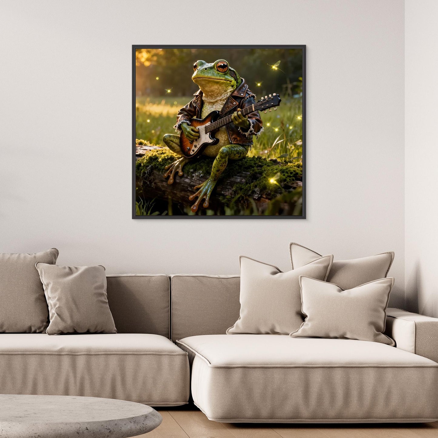 Woodland Guitarist — Framed Canvas Print