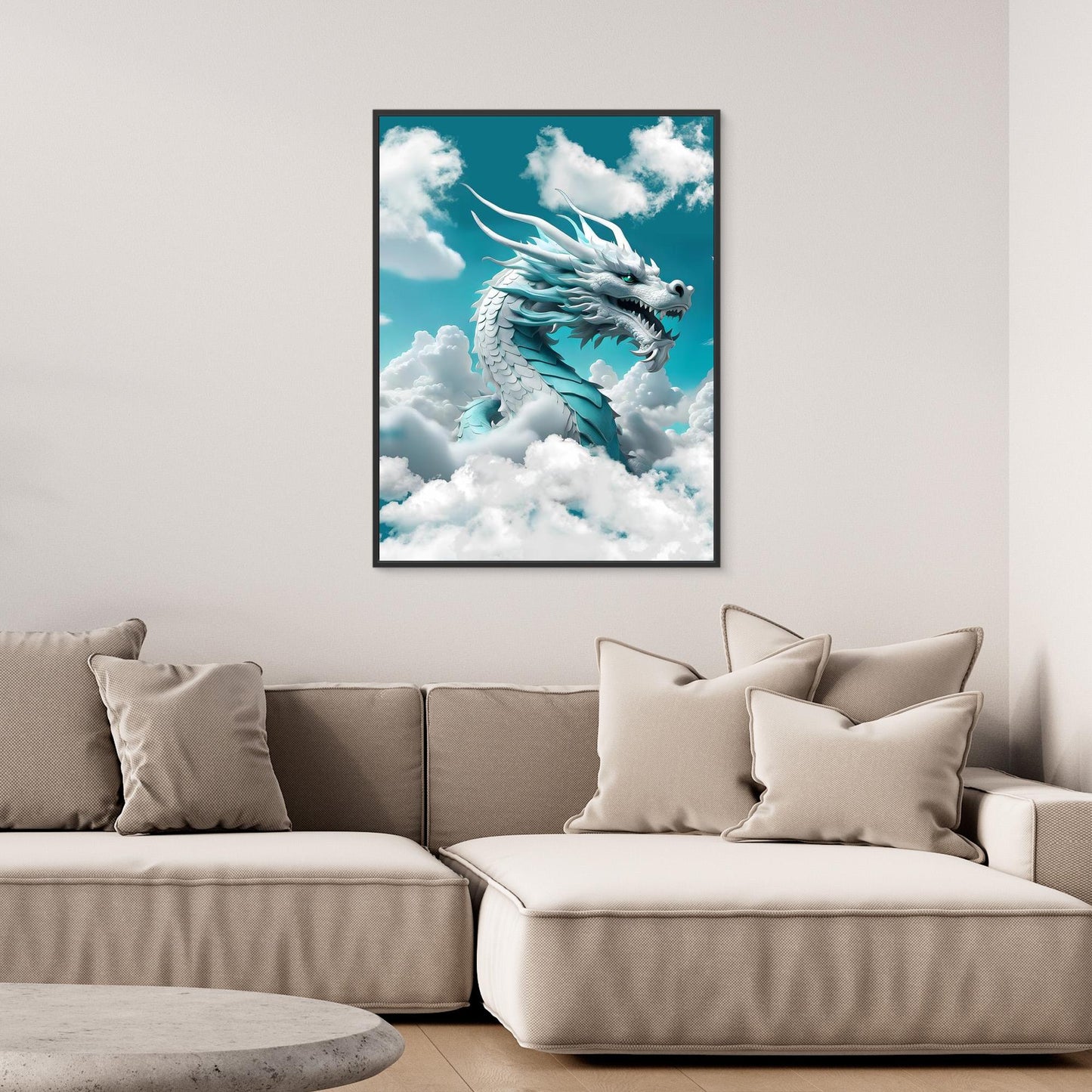 Celestial Sky Dragon — Framed Canvas Print