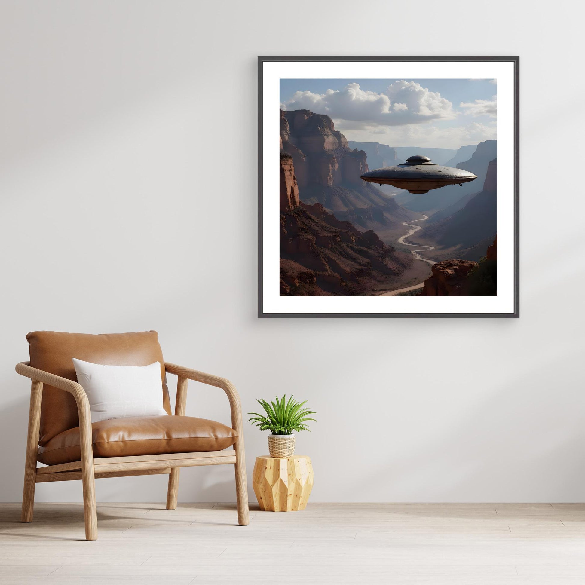 UFO Over the Grand Canyon – Framed Canvas Art