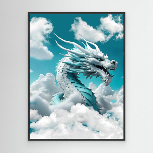 Celestial Sky Dragon — Framed Canvas Print