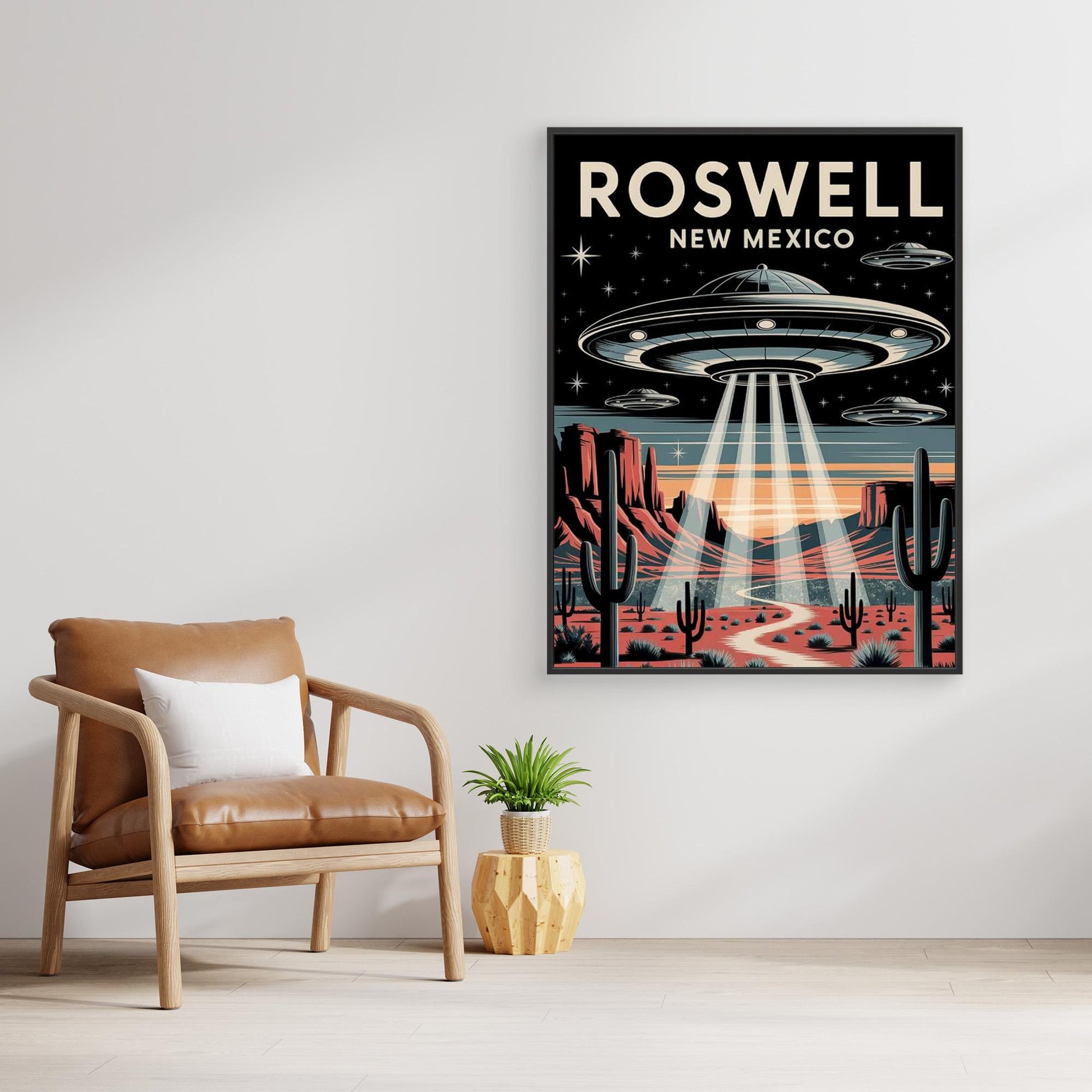 Roswell Encounter — Framed Canvas Print