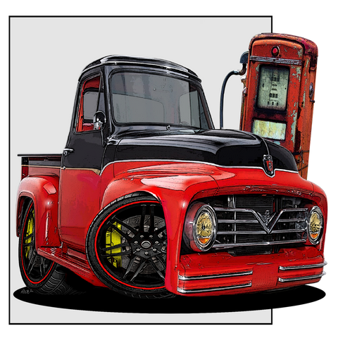 1965 Ford Pickup Truck with Vintage Gas Pump - Image