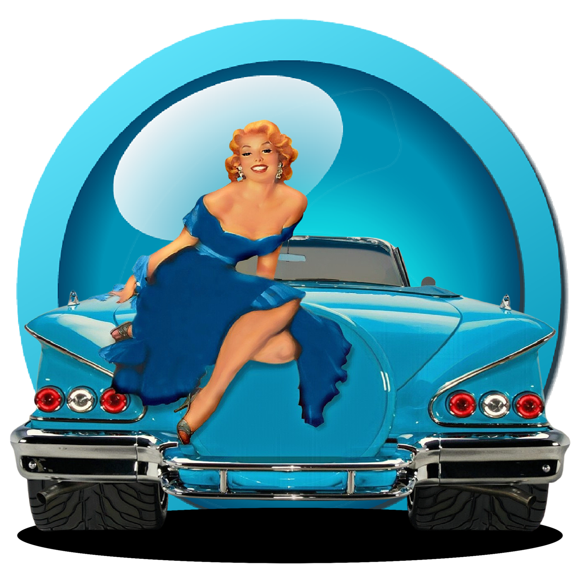 1958 Chevy Convertible with Pin Up Girl - Image