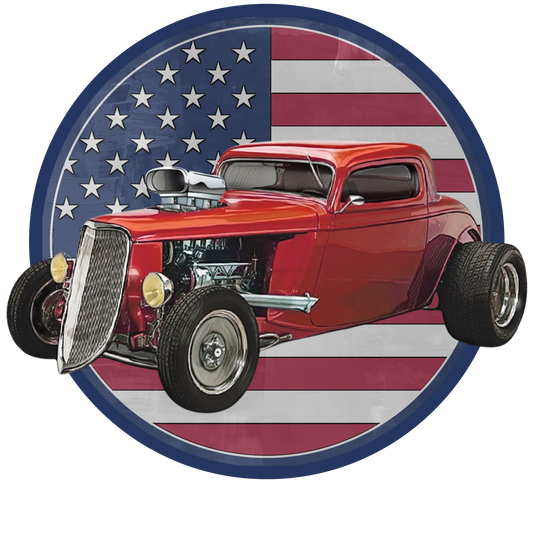 Hot Rod with American Flag - Image