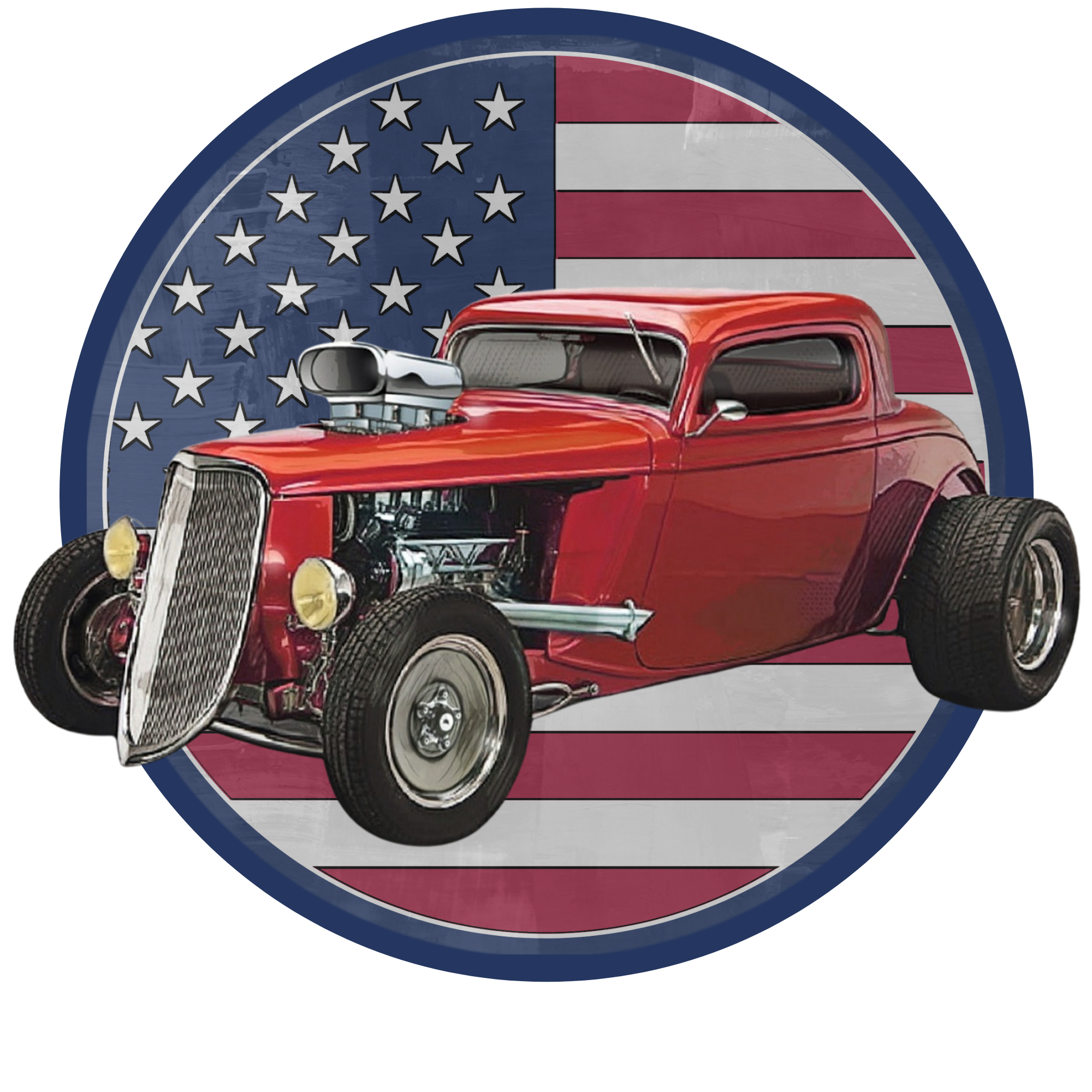Hot Rod with American Flag - Image