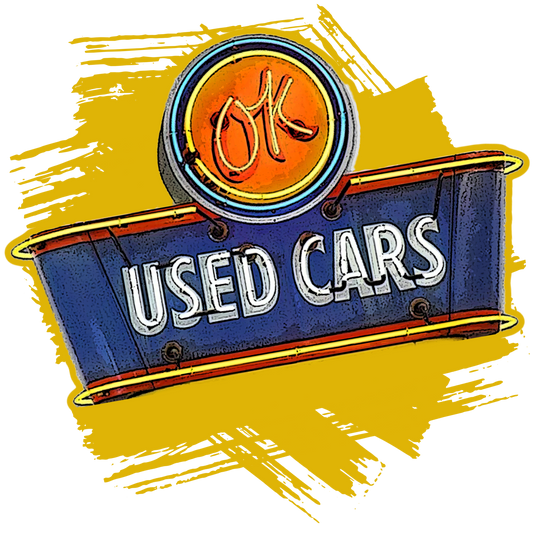 OK Used Cars Neon Vintage Sign - Image